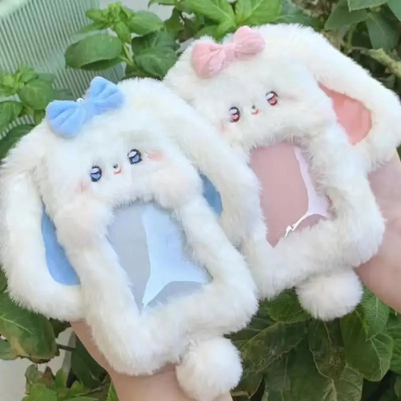 Cute Plush Rabbit Photocard Holder | Card Sleeve Pendant Plush Card Holder Babs