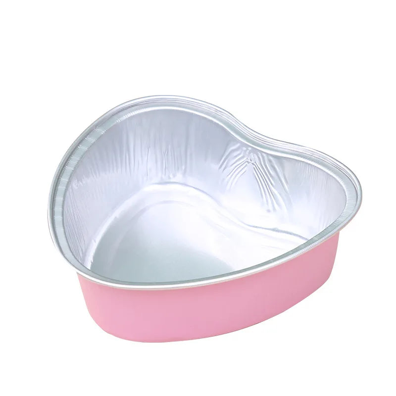 20pcs Heart-Shaped Aluminum Foil Cake Cups with Lids Foil Cake Molds Babs