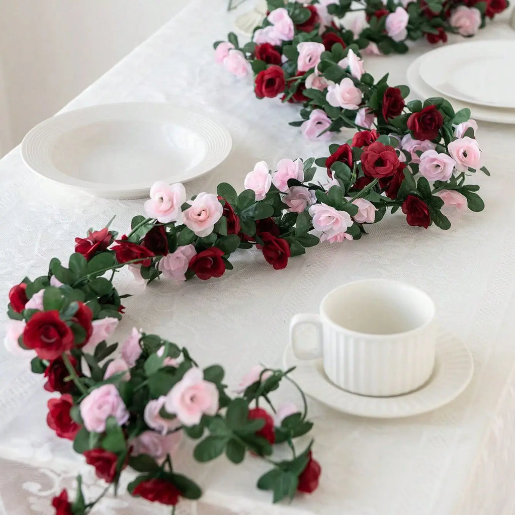 Silk Rose Artificial Flower Vine Garland – Wedding & Home Décor Artificial Flower Garland Babs