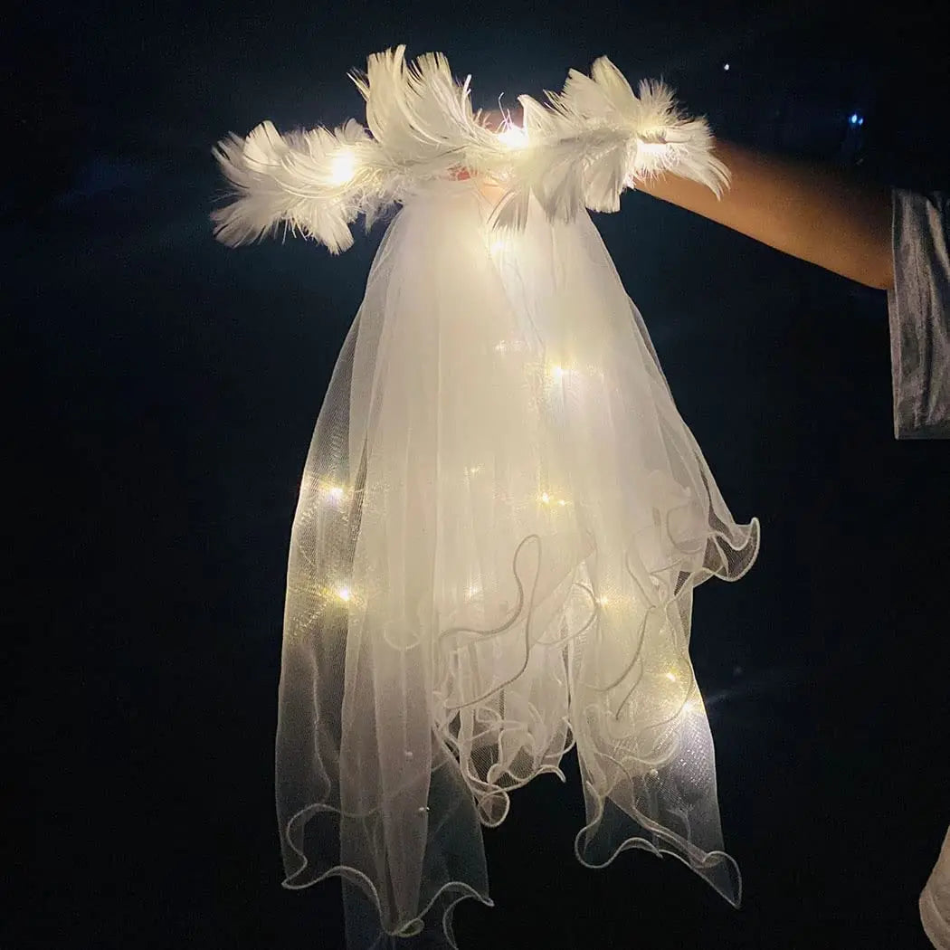 LED Glow Bridal Veil & Flower Crown – Bachelorette Party Gift Bridal Party Veil Babs