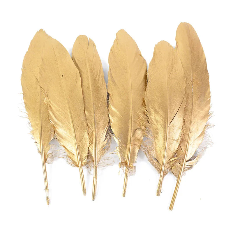 Gold Dipped Goose Feathers – Wedding & DIY Décor (10/20 Pcs) Decorative Craft Feathers Babs