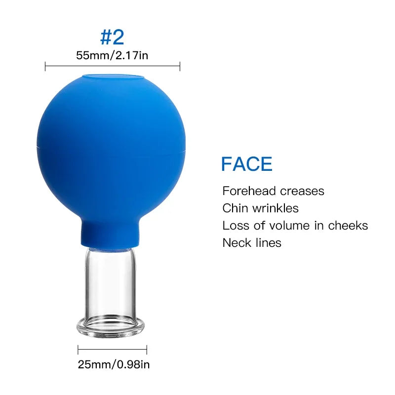 Vacuum Cupping Massage Cups – Face & Body Skin Lifting Tool Cupping Massage Tool Babs Blue-2.5cm