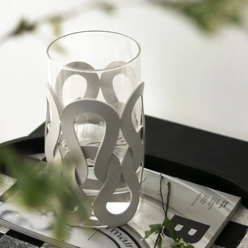 Aesthetic Glass & Leather Flower Vase | Modern Home Décor Decorative Flower Vase Babs