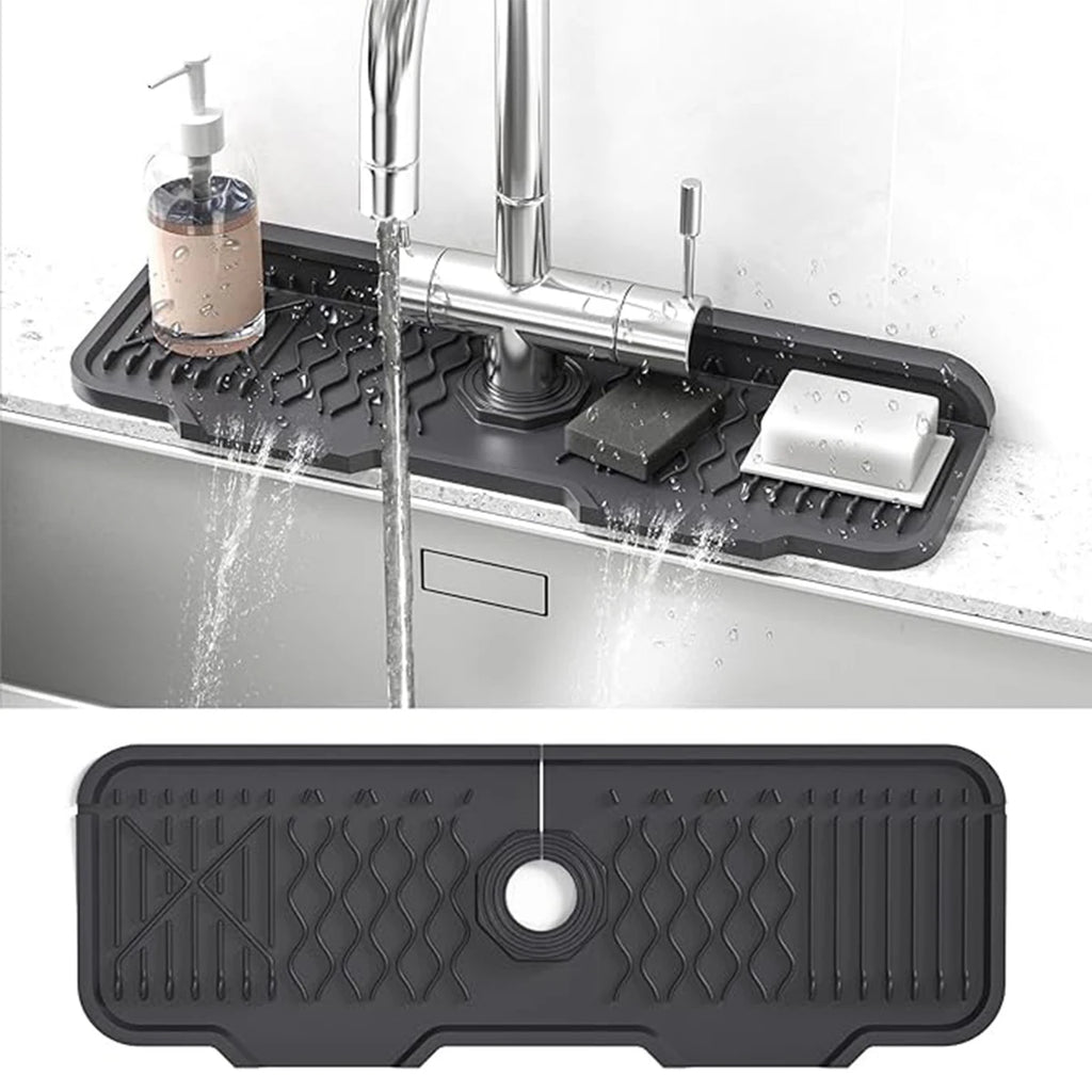 Silicone Faucet Splash Guard & Sink Drip Catcher Tray Mat Sink Splash Guard Babs