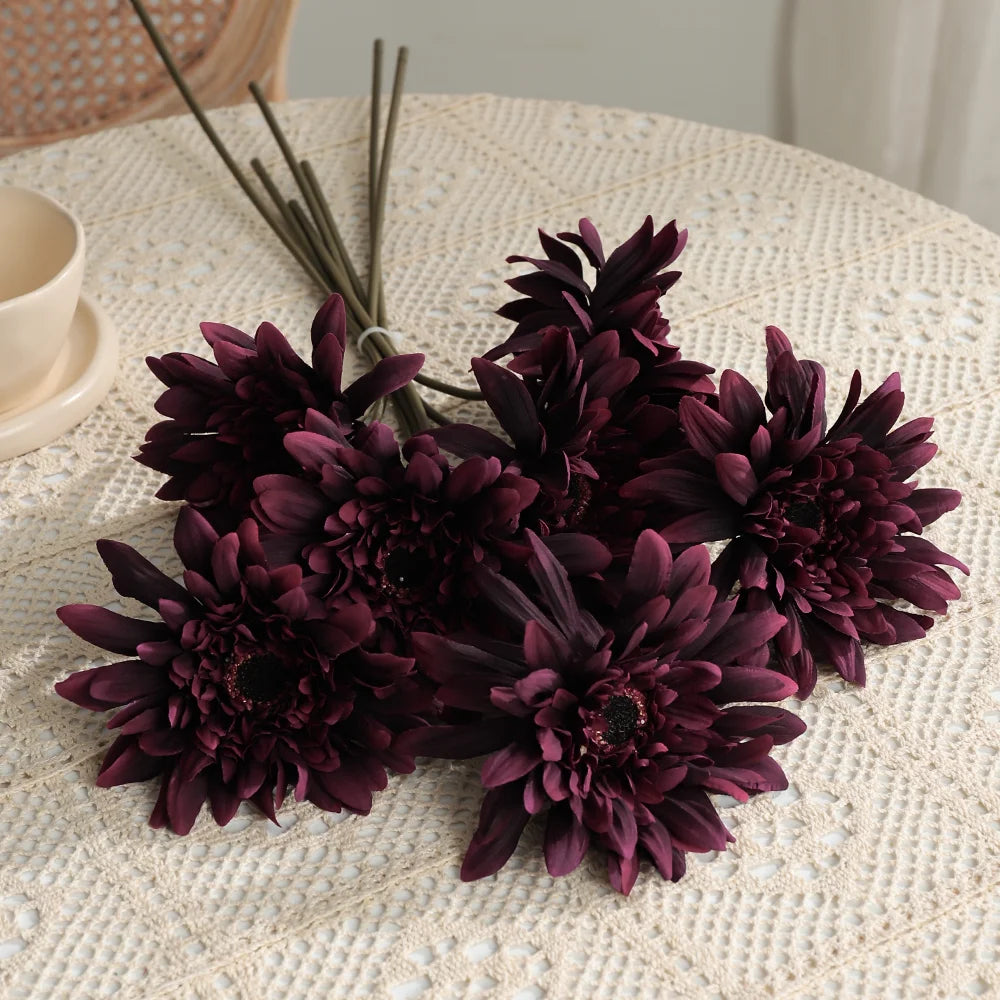 Artificial Daisy Bouquet – Silk Fall Floral for Home & Wedding Décor Artificial Flower Bouquet Babs Purple 1Pcs