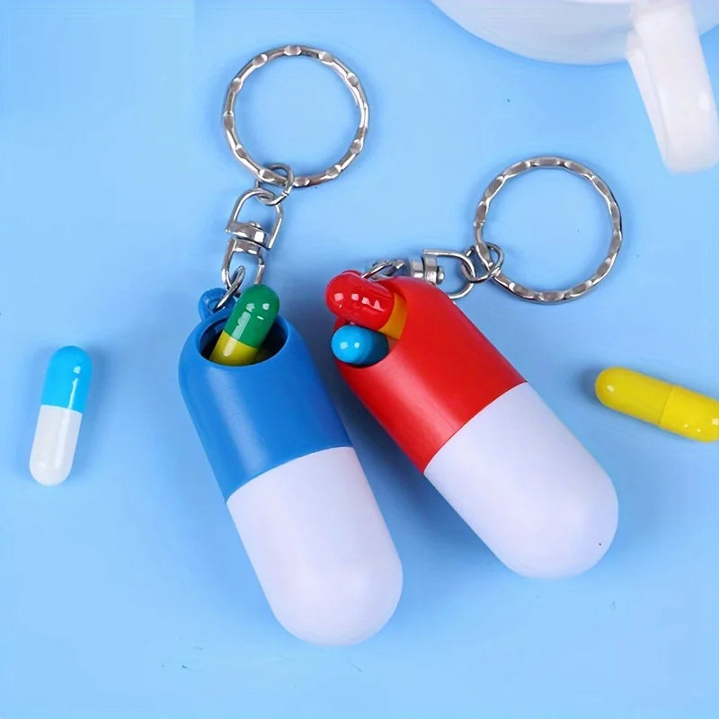 Mini Capsule Pill Box with Keychain – Portable Medicine Organizer Pill Box Organizer Babs
