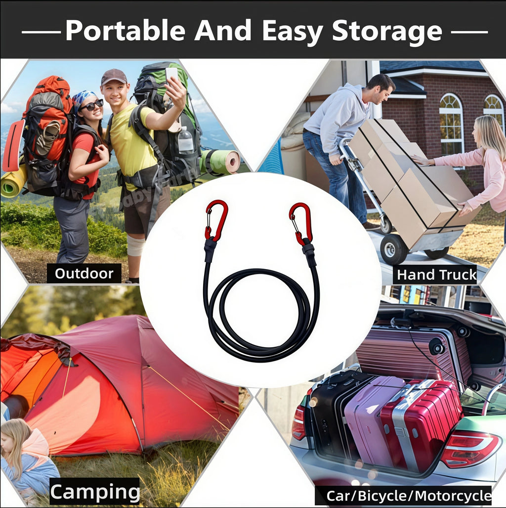Heavy Duty Bungee Cord with Carabiner Hooks – Camping & Kayak Bungee Cord Babs