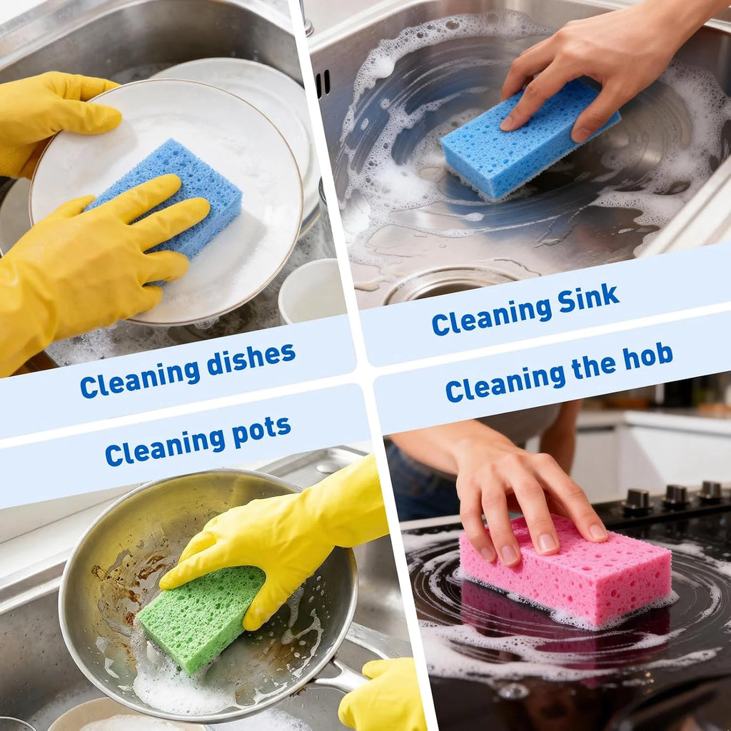 Compressed Cellulose Pop-Up Sponges – Non-Scratch Kitchen Scrub Kitchen Scrub Sponge Babs
