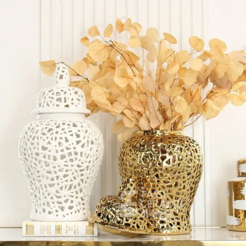 Modern Ceramic Hollow Vase – Luxury Home Table Decoration Decorative Ceramic Vase Babs