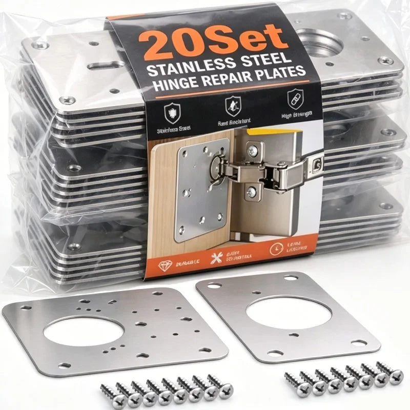 Stainless Steel Cabinet Door Hinge Repair Plate Kit & Screws Hinge Repair Kit Babs