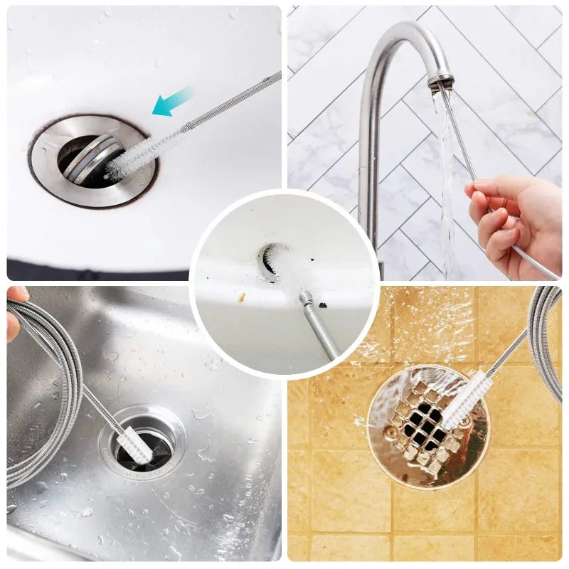 Flexible 59" Long Drain Pipe Brush – Slim Hose Cleaning Tool Pipe Cleaning Brush Babs