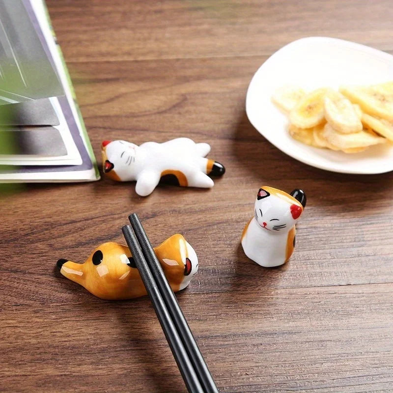 Set of 6 Ceramic Cat Utensil Rests – Chopstick & Spoon Holder Ceramic Utensil Rest Babs