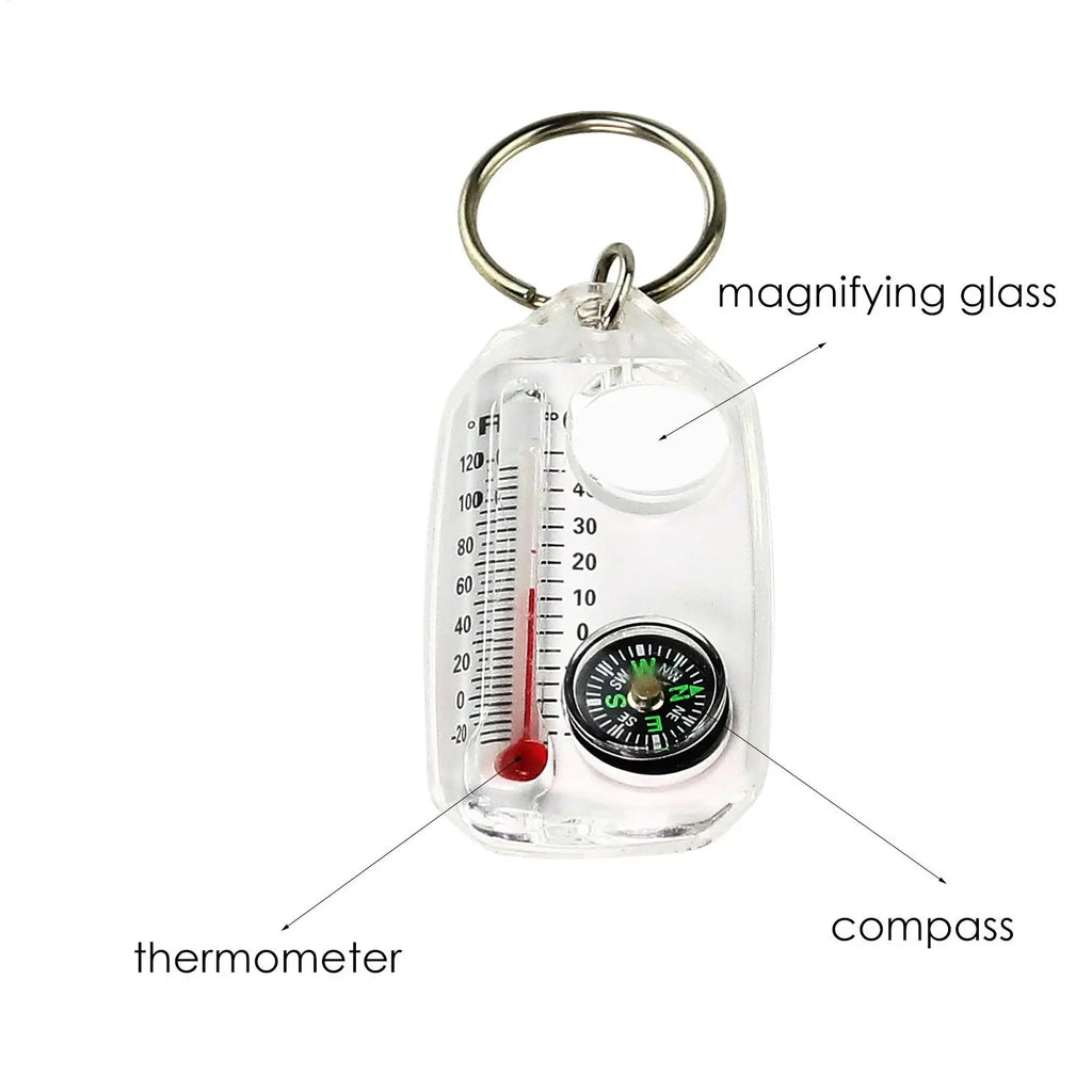 Mini Keychain Camping Compass & Thermometer Outdoor Tool Keychain Compass Tool Babs
