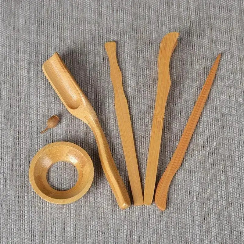 5-Piece Bamboo Tea Ceremony Utensils Set – Spoon, Clip & More Tea Ceremony Utensils Babs