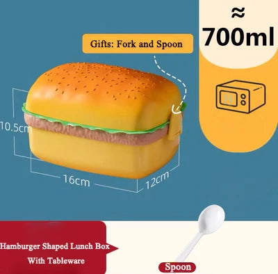 Cute Hamburger Bento Box – Double Tier Kids Lunch Box Kids Bento Lunch Box Babs E