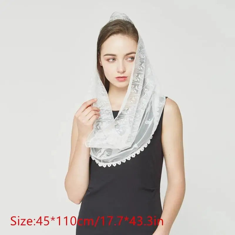 Women's Lace Mantilla Chapel Veil – Infinity Bridal Head Covering Bridal Mantilla Veil Babs