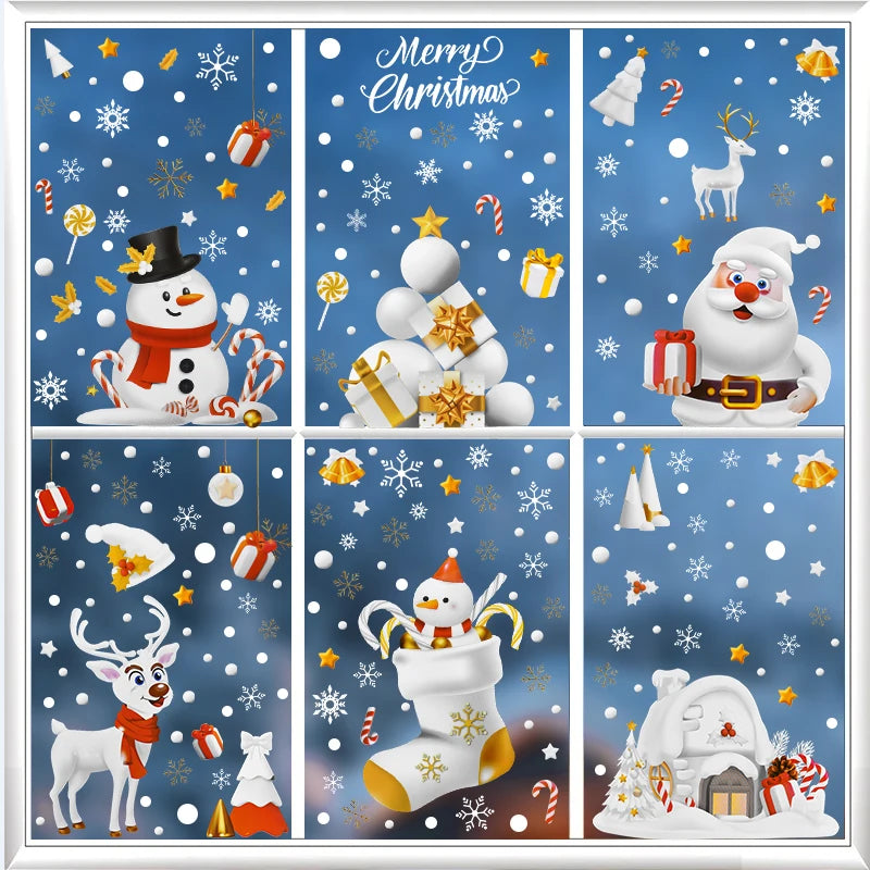 Christmas Window Stickers Santa Claus Snowman Decals 2025 Holiday Wall Decals Babs