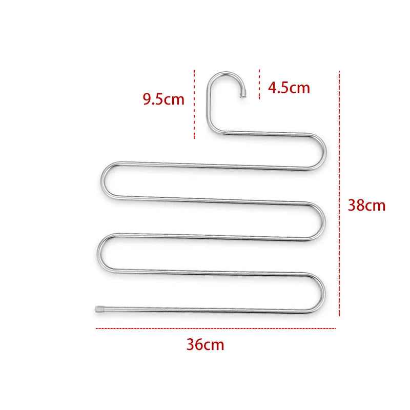 5-Layer S-Shape Stainless Steel Pants Hanger Rack – Silver Clothes Hanger Rack Babs