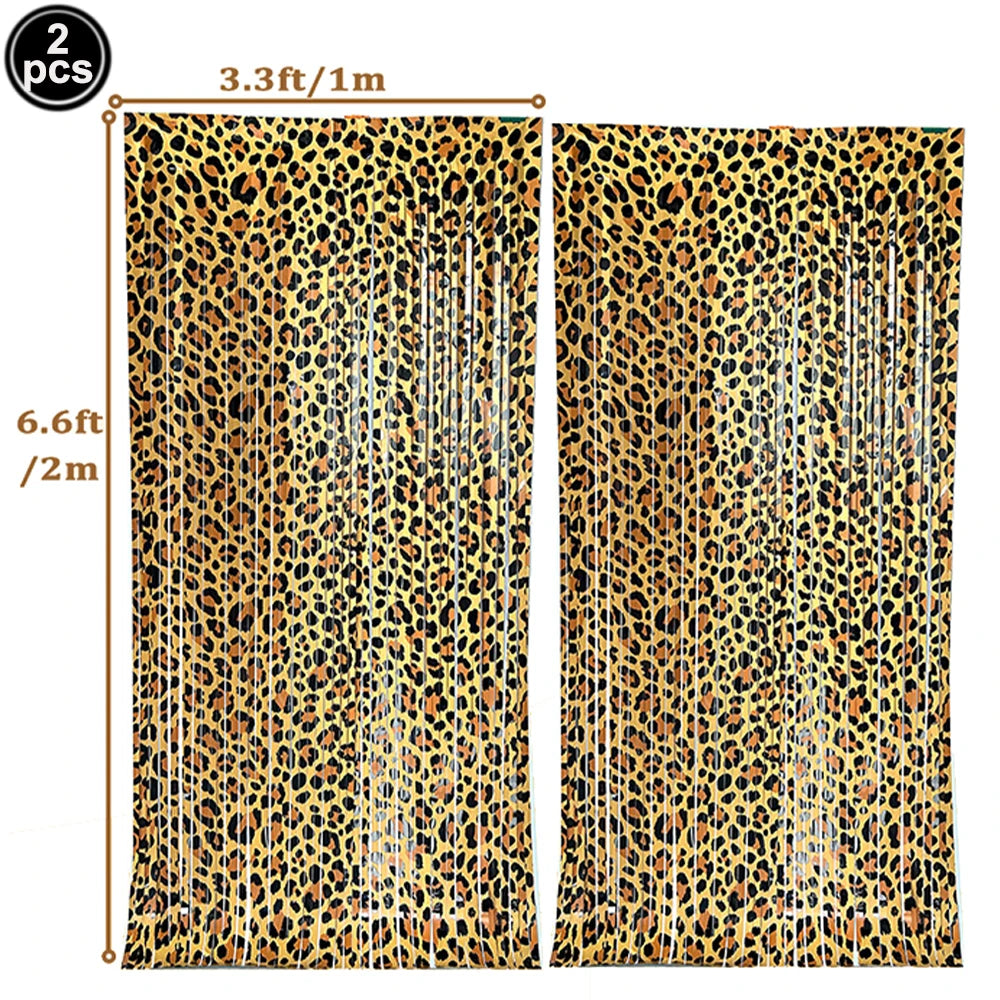Leopard Print Party Supplies – Banner, Plates, Cups & Napkins Party Tableware Set Babs 2pc rain curtain