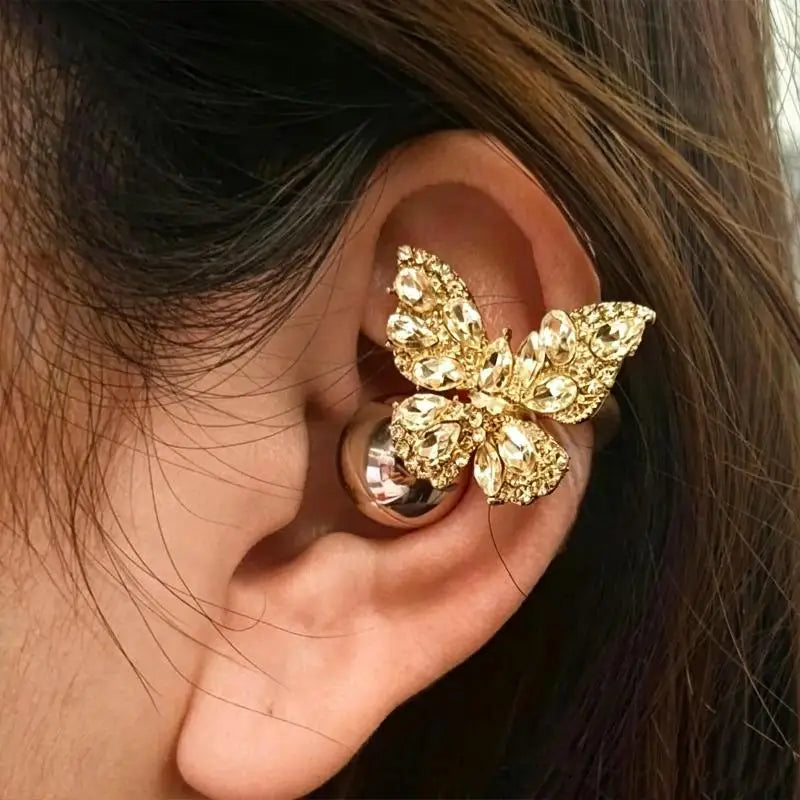 Butterfly Ear Cuff Clip – Cubic Zirconia Rhinestone, No Piercing Ear Cuff Clip Babs