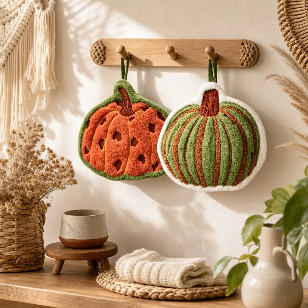 Pumpkin Hanging Hand Towel – Microfiber Quick Dry Fall Towel Hand Towel Babs
