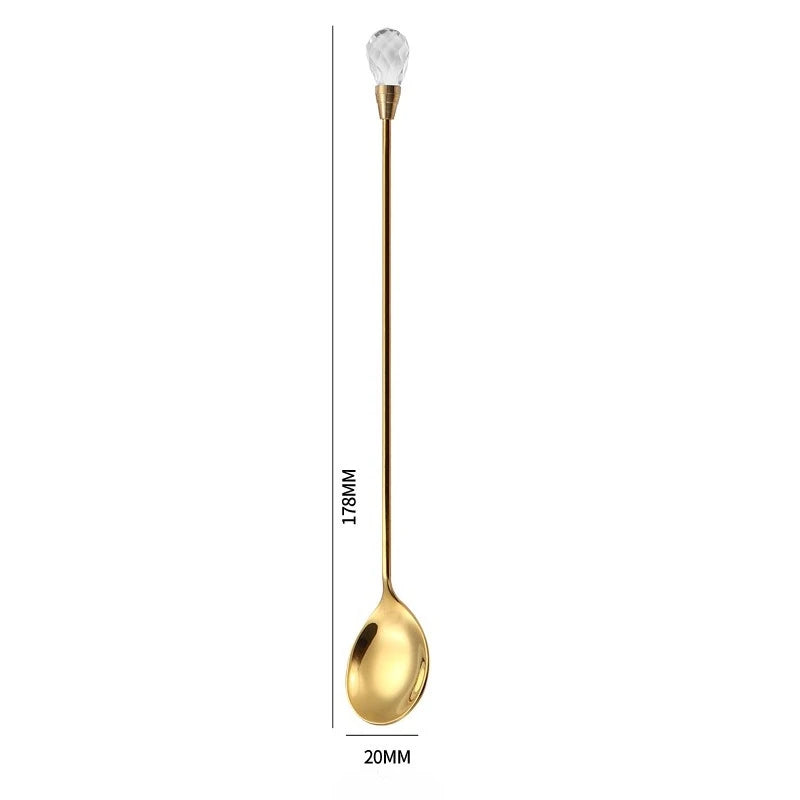 Diamond Crystal Coffee Spoon – Long Stainless Steel Stirring Spoon Decorative Stirring Spoon Babs C