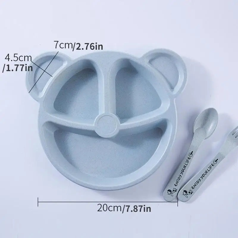 3-Piece Cartoon Bear Baby Dinnerware Set – Bowl, Spoon & Fork Baby Dinnerware Set Babs