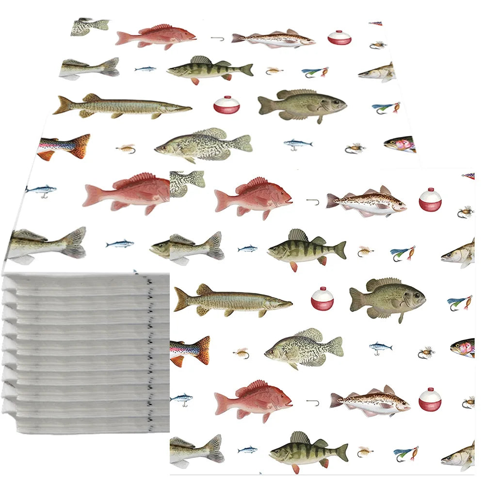 Gone Fishing Party Napkins | Fisherman Theme 20/40/60pc Disposable Party Napkins Babs E 60 Pcs