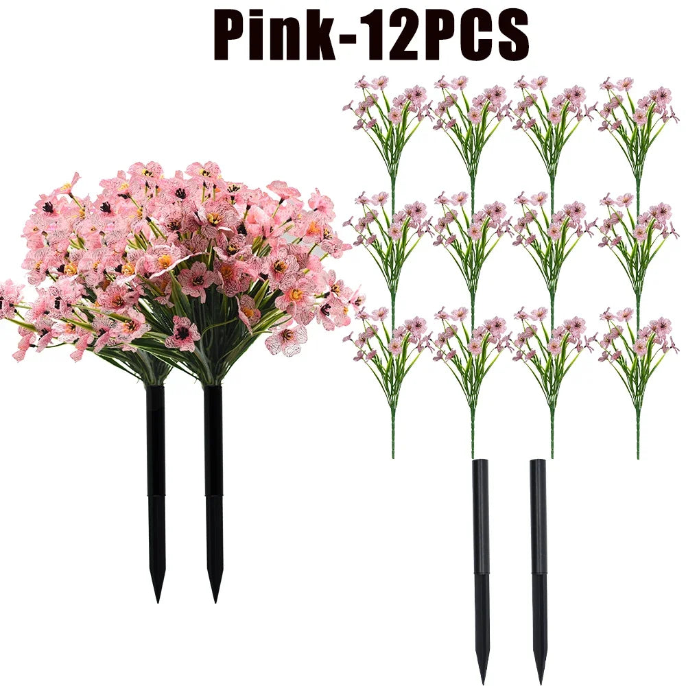 UV Resistant Artificial Violet Flowers – Garden & Wedding Décor Artificial Flower Shrubs Babs Pink-12PCS