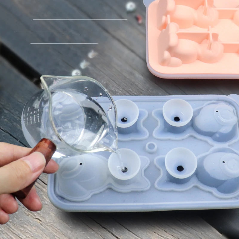 3D Cat Silicone Ice Cube Mold – 4-Cavity Animal Shape Tray Silicone Ice Mold Babs