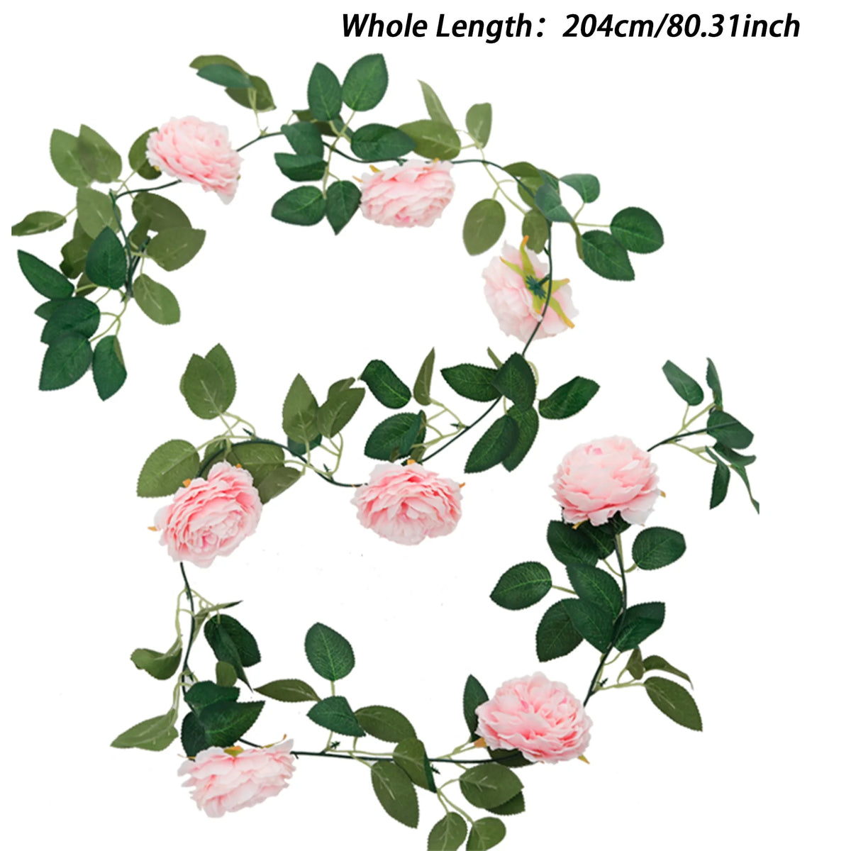 204CM Silk Peony LED Vine Garland for Wedding & Home Decor Artificial Flower Garland Babs