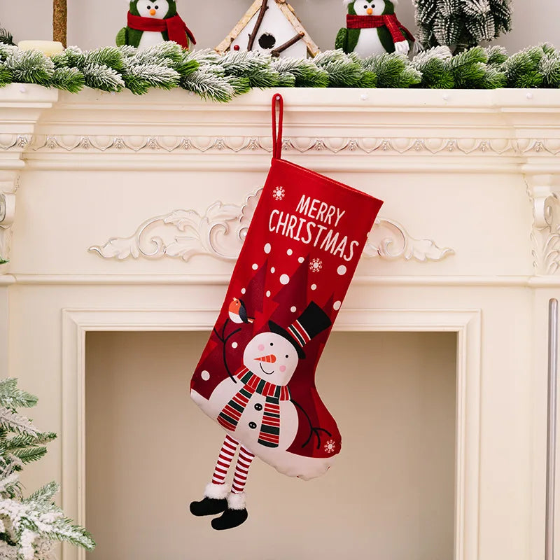 Large Christmas Stockings – Santa & Snowman Holiday Decor Christmas Stocking Babs other Snowman