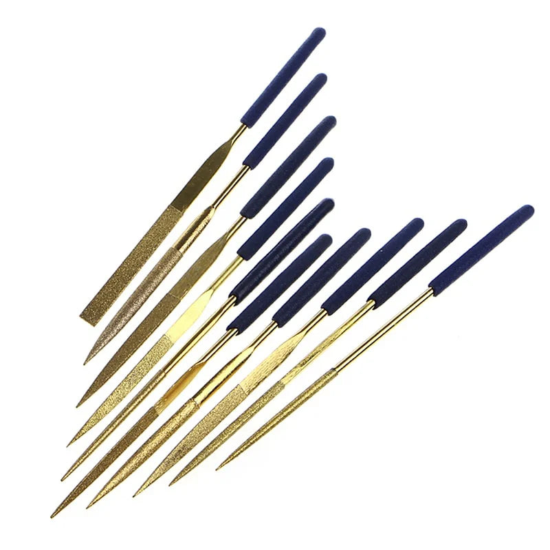 10Pcs Diamond Needle File Set – Titanium Coating Metal Craft Needle File Set Babs