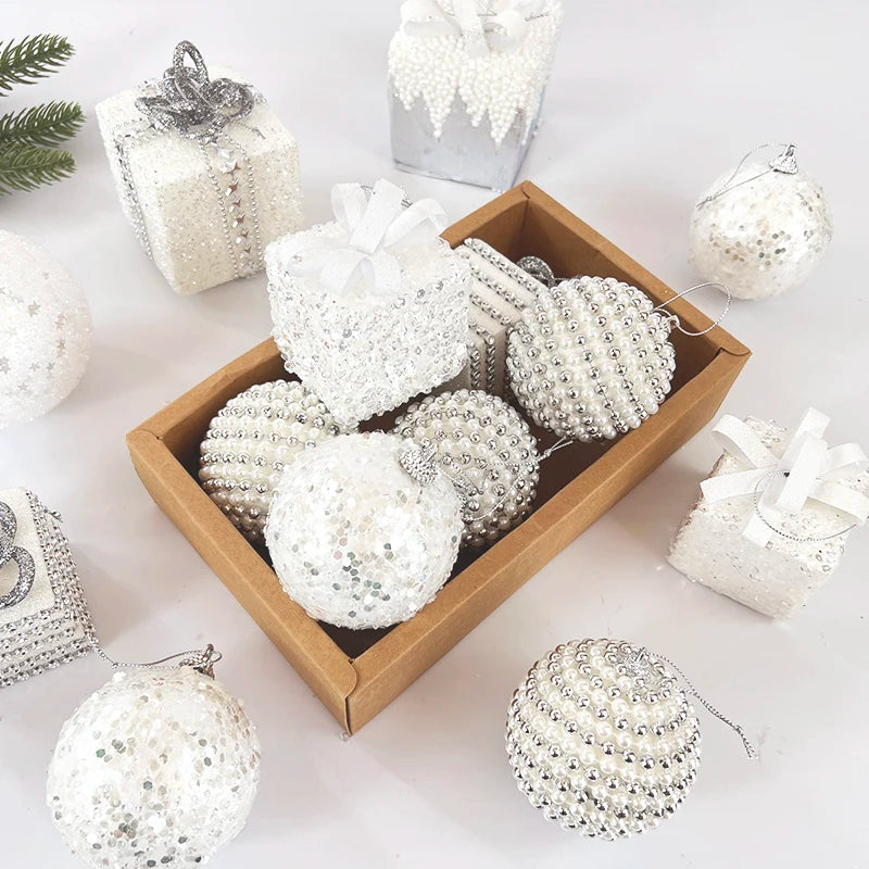 Large White Foam Christmas Ball Ornaments | Xmas Tree Pendants Christmas Ball Ornaments Babs