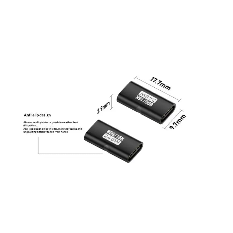 USB-C Female to Female Adapter 80Gbps 240W PD 16K 60Hz USB-C Adapter Babs