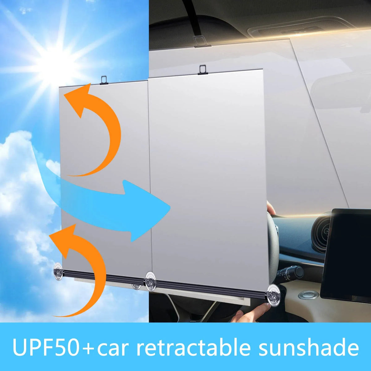 Retractable Car Windshield Sunshade – UV & Heat Protection Car Windshield Sunshade Babs