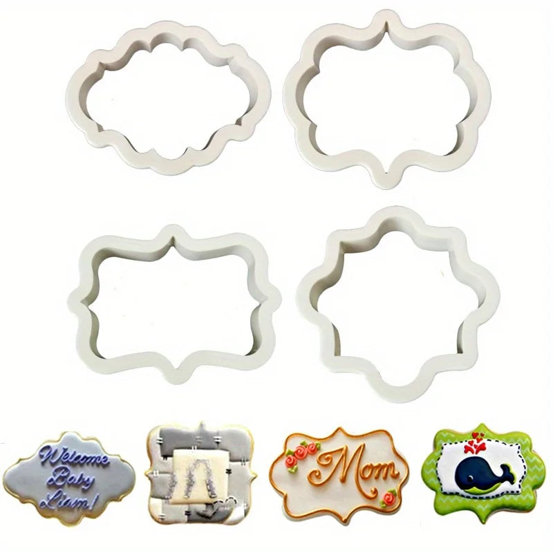 Vintage Plaque Frame Cookie Cutters – 2 Sets Fondant Molds Cookie Cutter Set Babs