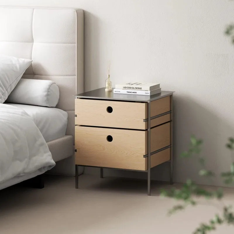 Luxury Solid Wood Nightstand | Modern Minimalist Bedside Table Wooden Nightstand Babs