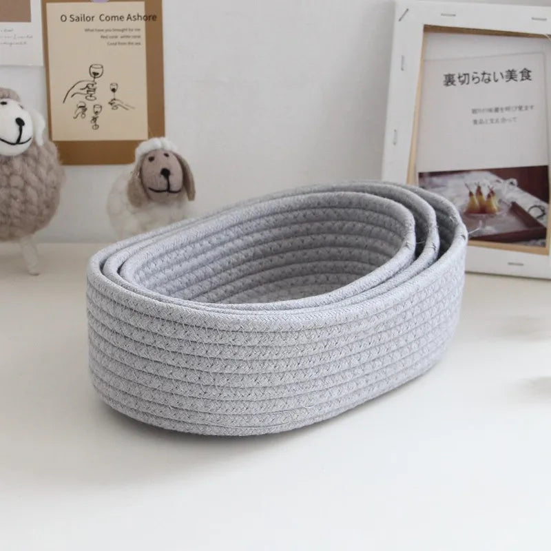 Nordic Cotton Rope Woven Storage Basket – Desktop Organizer Woven Storage Basket Babs