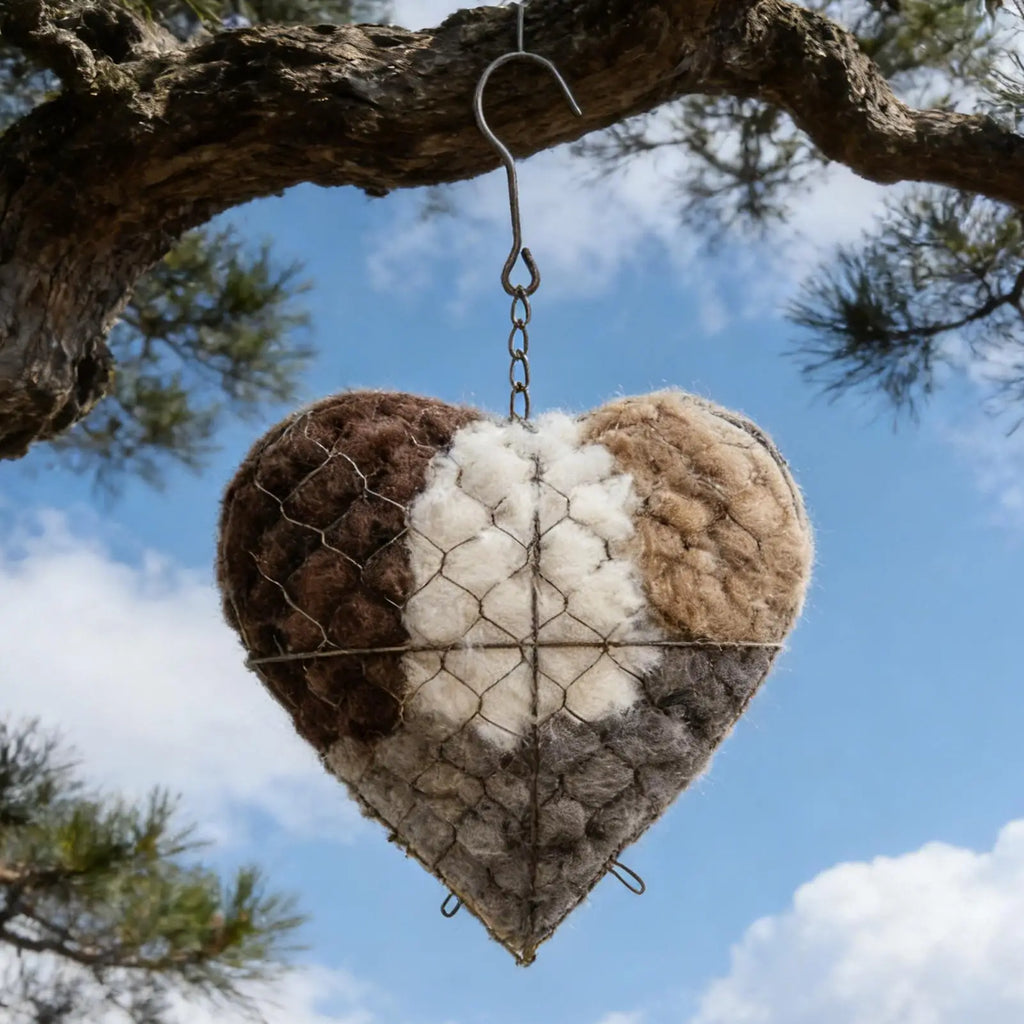 Heart-Shaped Bird Nesting Holder – Hangable Outdoor Fiber Nest Bird Nesting Holder Babs