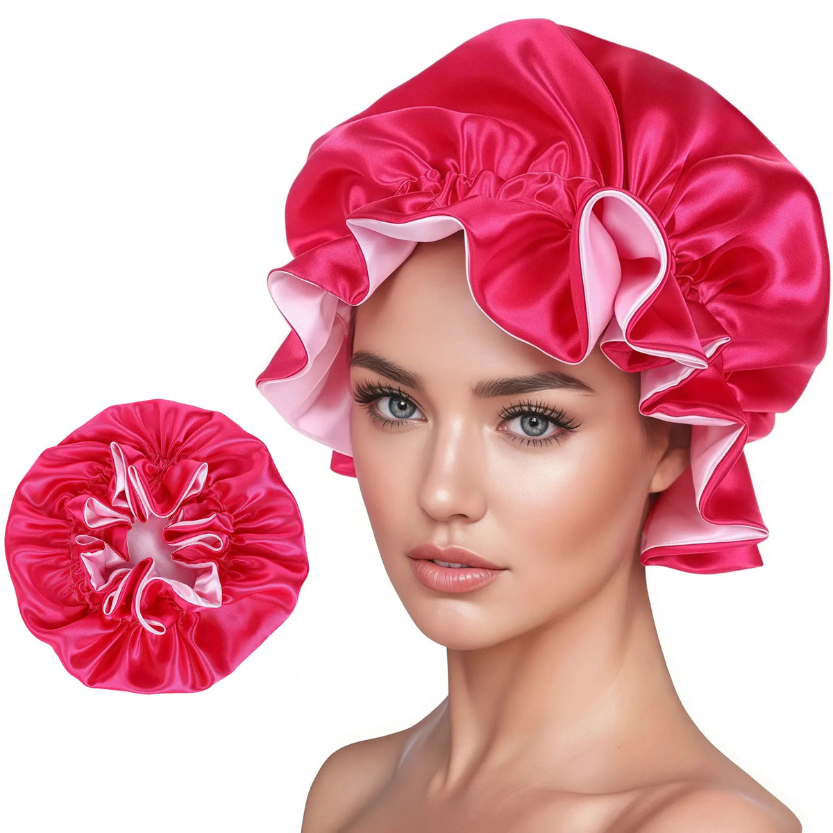 Two-Tone Satin Sleep Bonnet – Double Layer Reversible Hair Cap Satin Sleep Bonnet Babs RP
