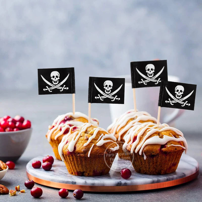 Pirate Flag Cupcake Toppers & Party Toothpick Picks Party Cupcake Toppers Babs
