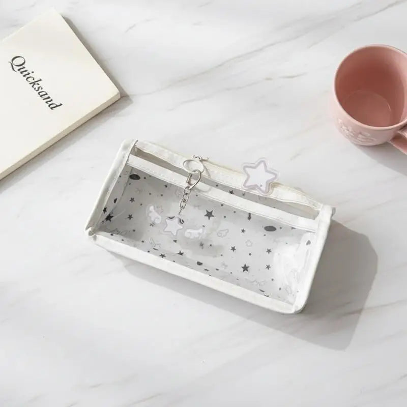 Cute Cat Star Transparent Pencil Case | Large Capacity Pen Bag Pencil Case Babs