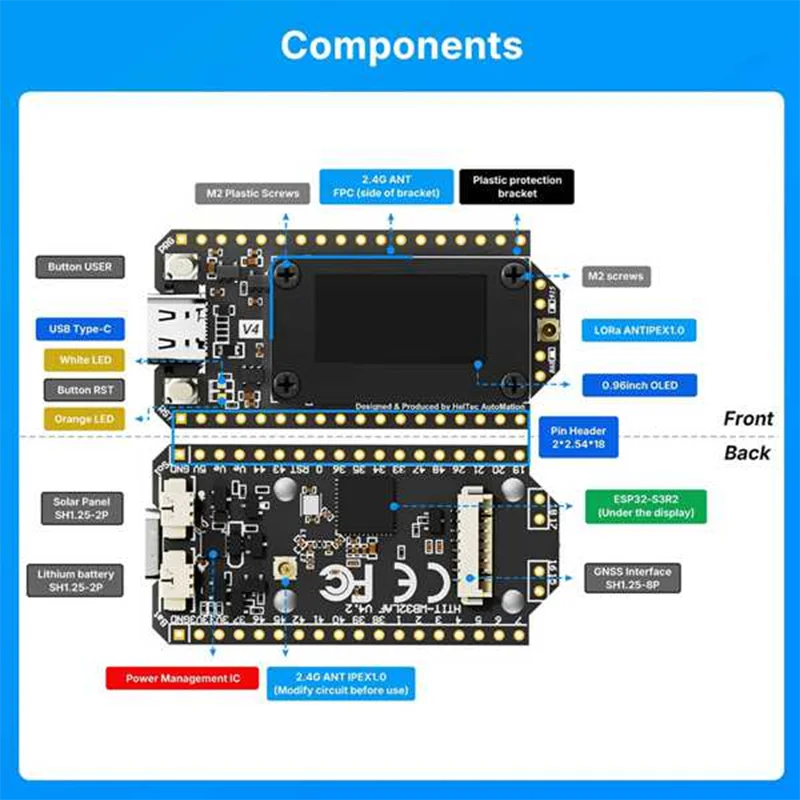 WiFi LoRa 32 V4 ESP32-S3 SX1262 GPS Solar Dev Board Meshtastic IoT Development Board Babs
