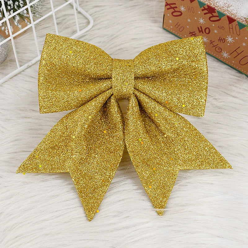 Large Glitter Christmas Bow Ornament – Red & Gold Xmas Decor Christmas Bow Ornament Babs A01 18x21cm