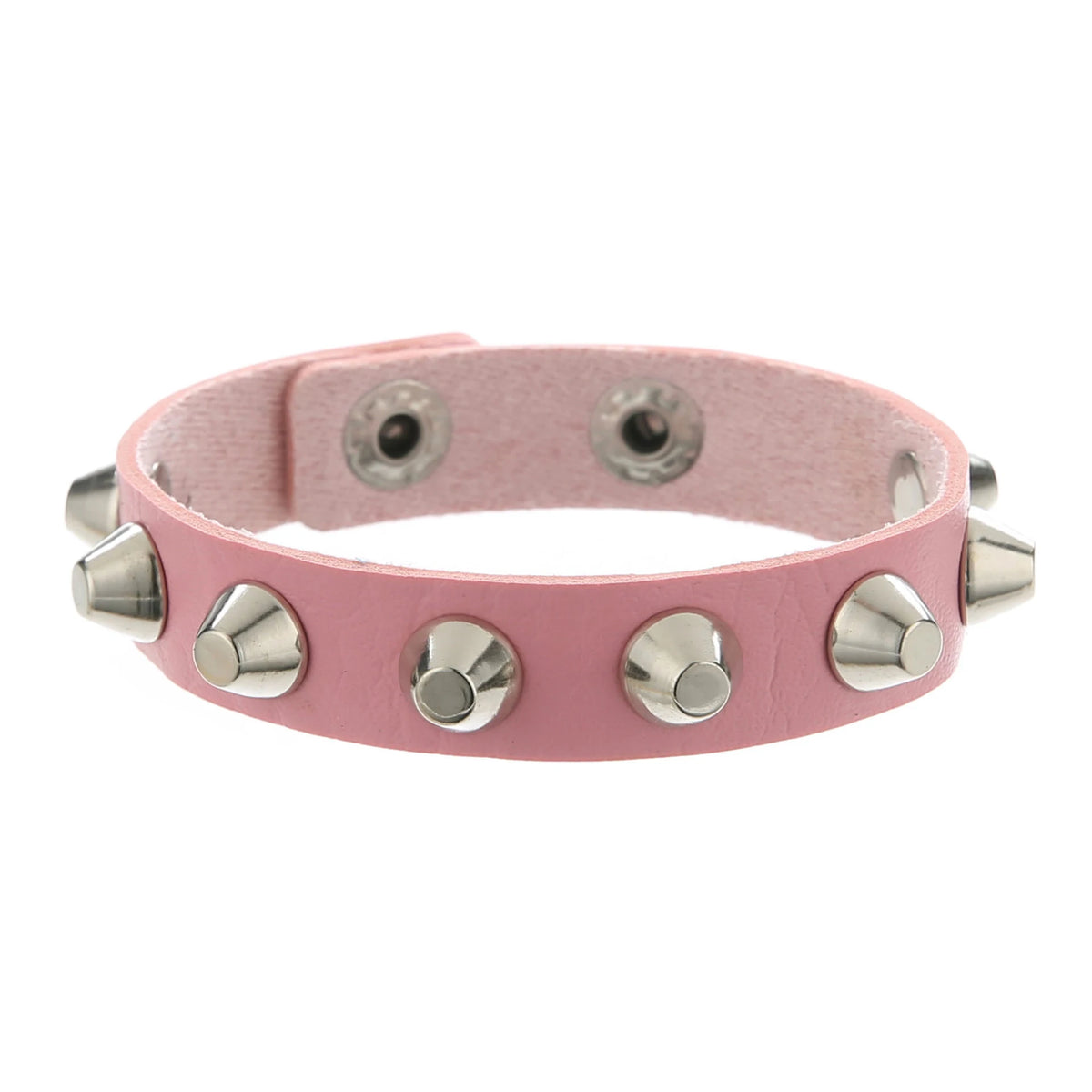 Punk PU Leather Rivet Cuff Bracelet – Unisex Rock Style Leather Cuff Bracelet Babs Pink