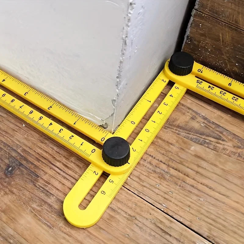 4-Arm Adjustable Angle Ruler – Foldable Woodworking Template Tool Angle Measuring Ruler Babs