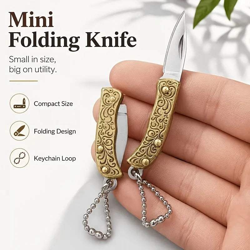 Copper Carving Mini Folding Knife – Keychain EDC Multitool Folding Pocket Knife Babs