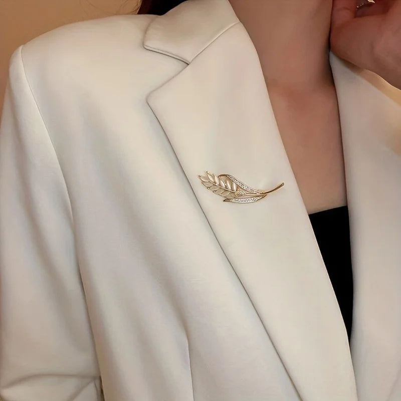 Elegant Wheat Crystal Brooch – Rhinestone Suit Coat Pin Crystal Brooch Pin Babs