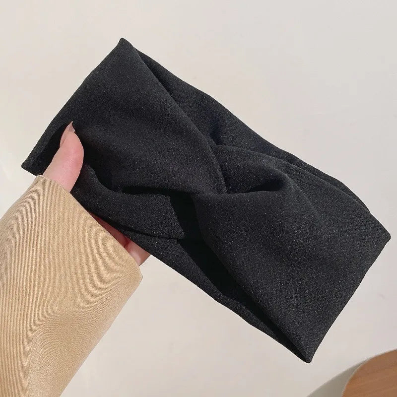 Knotted Elastic Headband – French Wide Brim Hair Accessory Knotted Headband Babs black